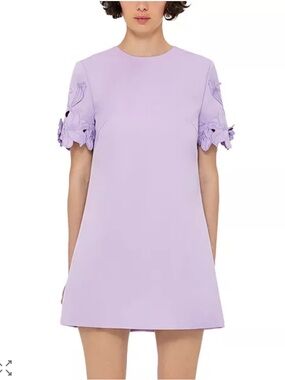 LEO LIN Lilac Dress with Floral Sleeve Appliqué
